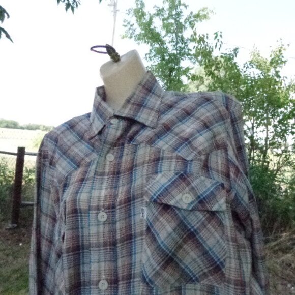 Vintage Levis Plaid Long Sleeve Shirt L Brown Plaid
